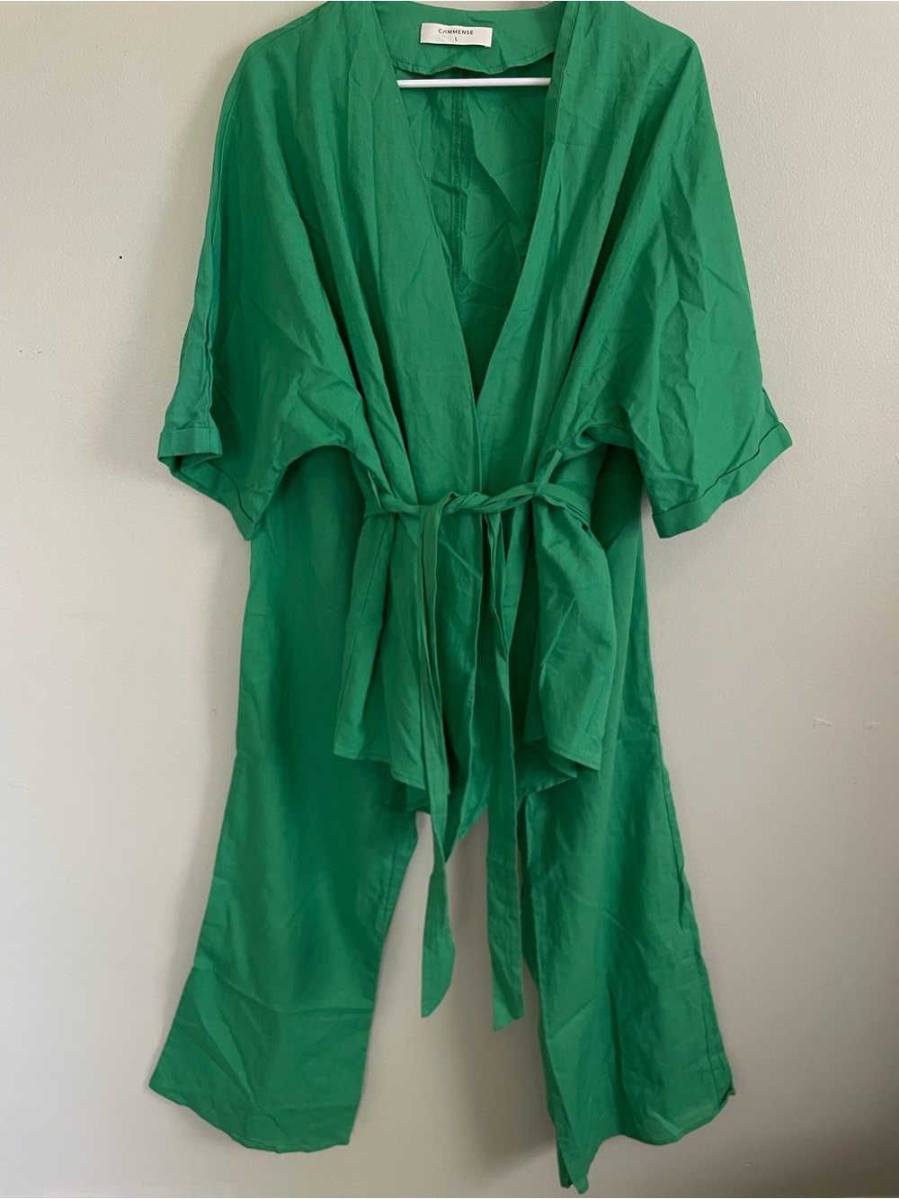 Commense Bright Green Set Vaca Set Size L Cotton Linen Set - Picture 2 of 10